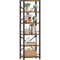 thumbnail image 1 of 6 Tier Tall Bookshelf, Industrial Narrow Bookcase, Display Standing Shelf Units, Metal and Wood Storage Rack Organizer for Living Room, Home Office, Entryway, Kitchen, Rustic Brown, 1 of 18