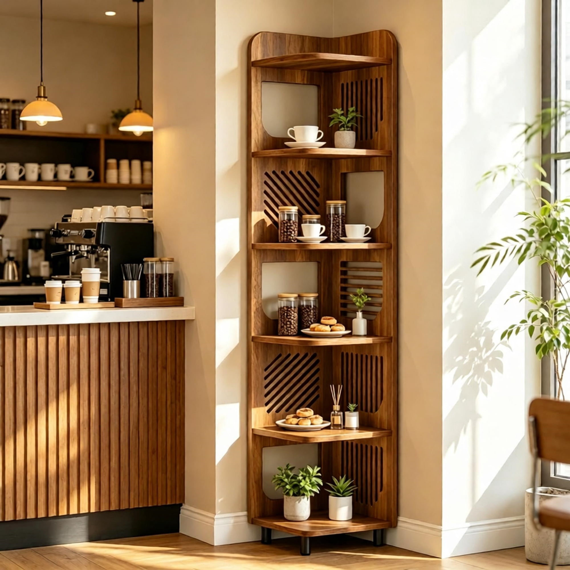 6 Tier Tall Corner Shelf for Small Spaces, Narrow Display Bookcase