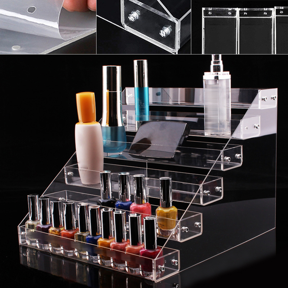 6-Tier Transparent Acrylic Rack Makeup Ladder Display Stand Risers ...