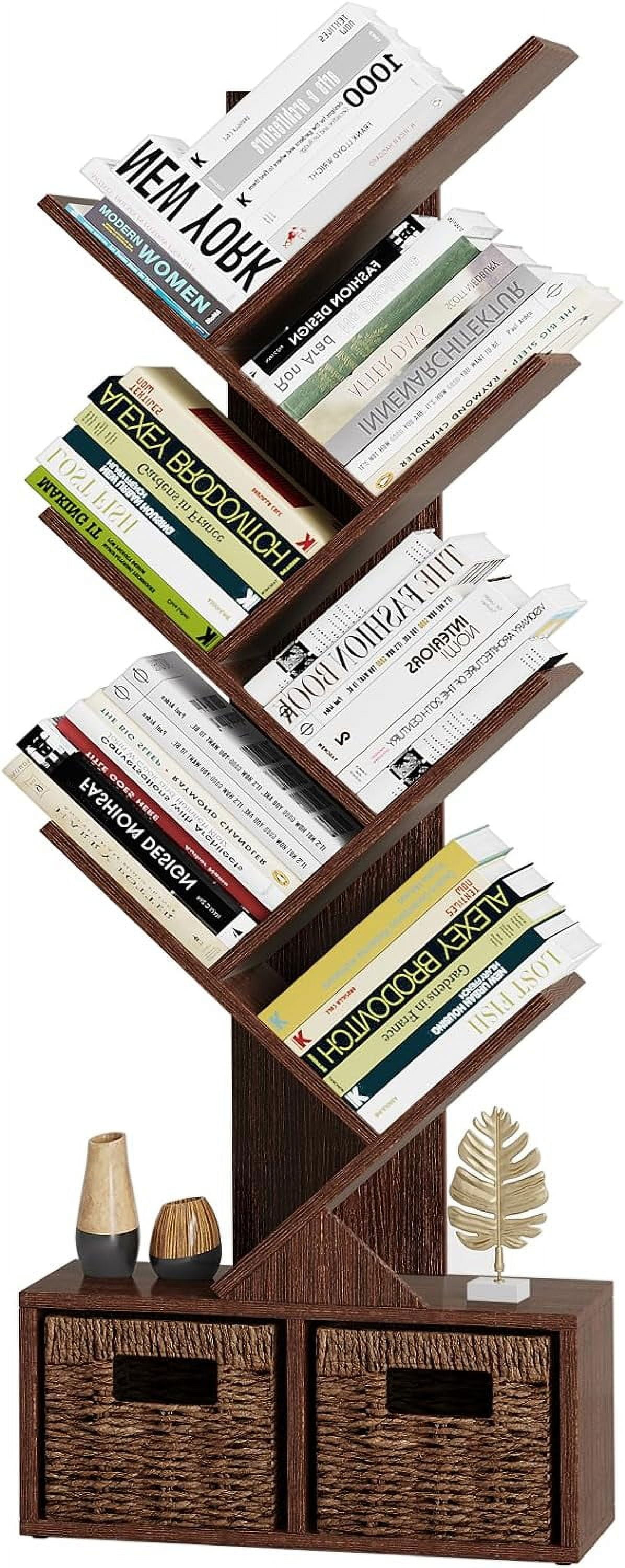Rustic Brown 6-Tier Tree Bookshelf with Manufactured Wood