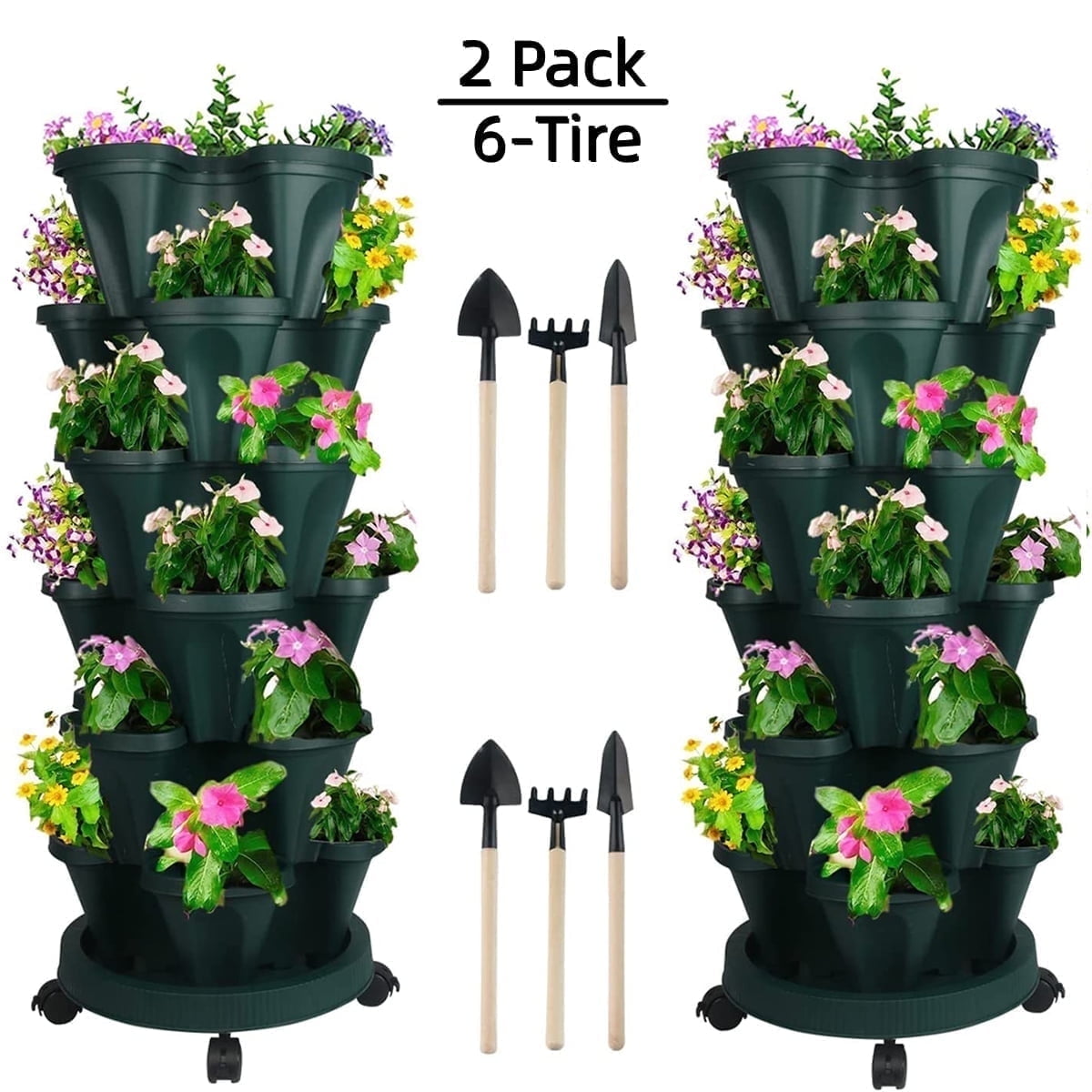6 Tier Stackable Planting Container, Indoor/Outdoor Vertical Garden ...