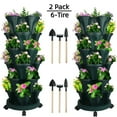 thumbnail image 1 of 6 Tier Vertical Garden Stackable Planters Strawberry, Herb, Flower, Vegetable Planter Indoor Outdoor Pots with Wheels - Green,2 Sets, 1 of 11