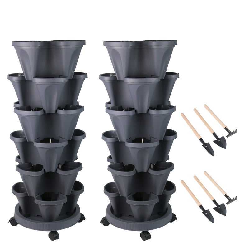 6 Tier Vertical Gardening Stackable Tower Planter for Strawberries ...