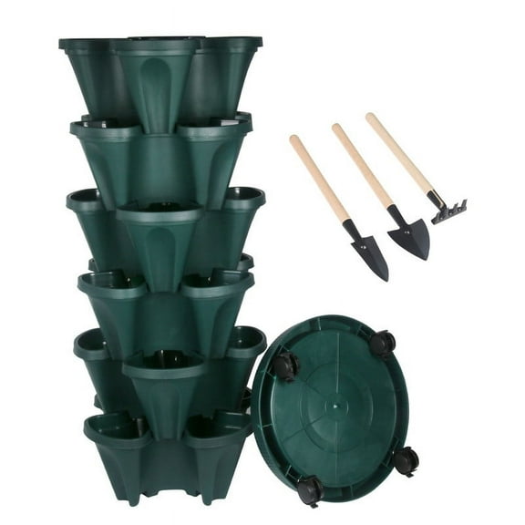 6 Tier Vertical Gardening Stackable Tower Planter for Strawberries,Flowers,Herbs,Vegetables,Green