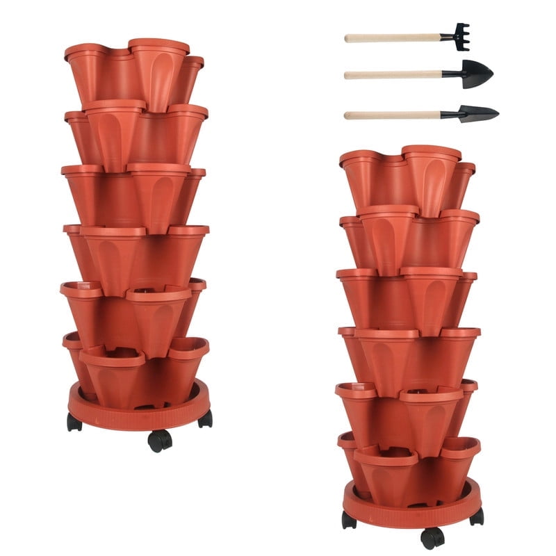 6 Tier Vertical Gardening Stackable Tower Planter for Strawberries ...