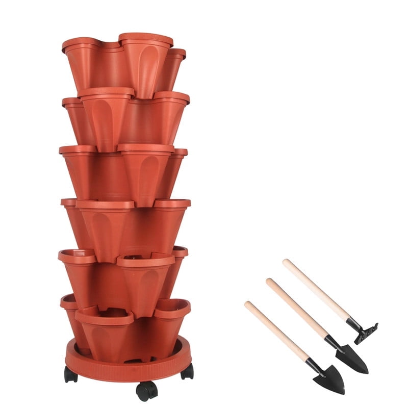 6 Tier Vertical Gardening Stackable Tower Planter for Strawberries ...