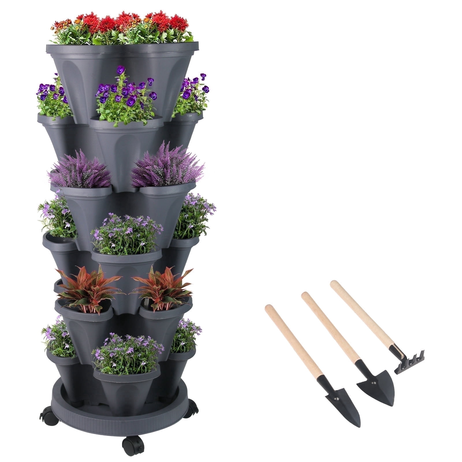 Stackable Number Pots Walmart 6 Tier Stacking Planter - Herbs, Vegetable, Flower Pots with ...