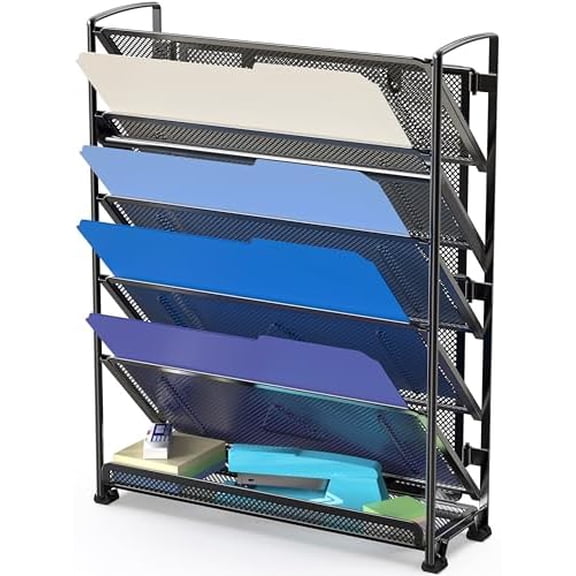 6-Tier Wall Mount Document Letter Tray Organizer, Black
