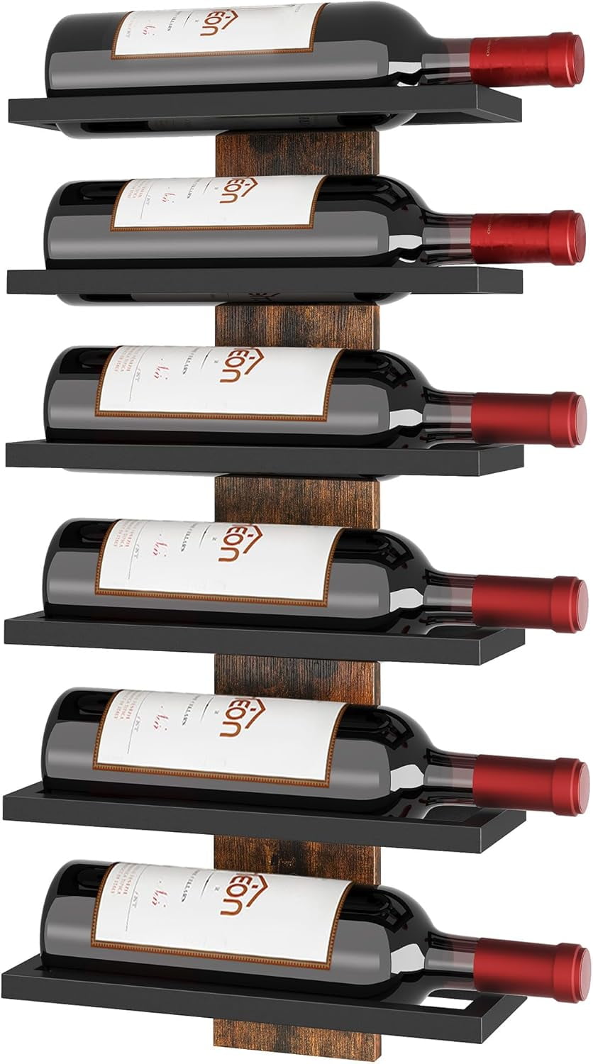 6 Tier Wall Mount Wine Rack, Wall Mounted Wine Bottle Racks for Display ...