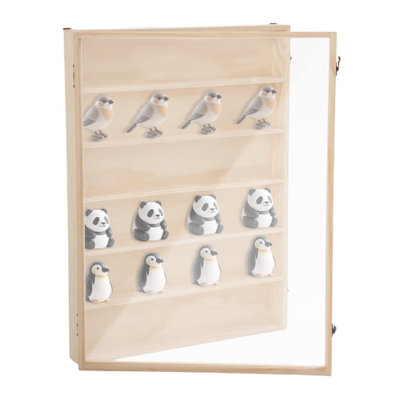 6-Tier Wall-Mounted Wooden Display Cabinet, Wall Mount Collectibles Display Box for Model Cars & Action Figures, 44 lbs Capacity