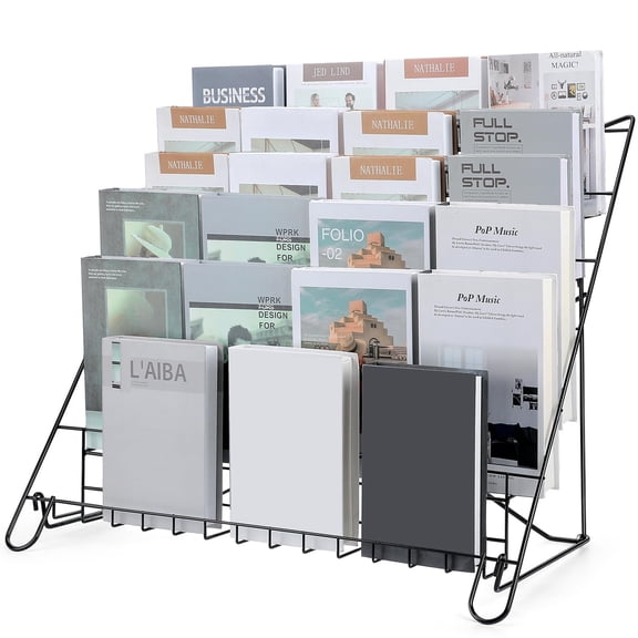 6-Tier Wire Book Display Rack For Magazines Brochures Literature Countertop Holder Standard