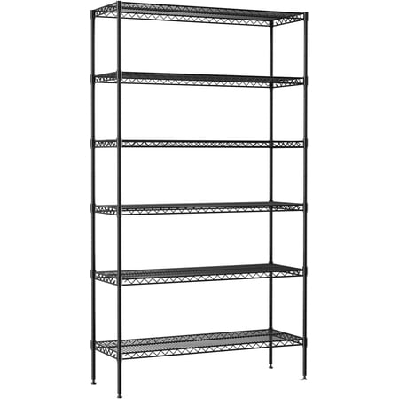 6-Tier Wire Shelf 72" x 16" x 42" Metal Storage Shelves - Each Shelf Can Hold 250 Pounds - Adjustable Storage Racks NSF Wire Shelving Units for Basement Garage Kitchen, Black