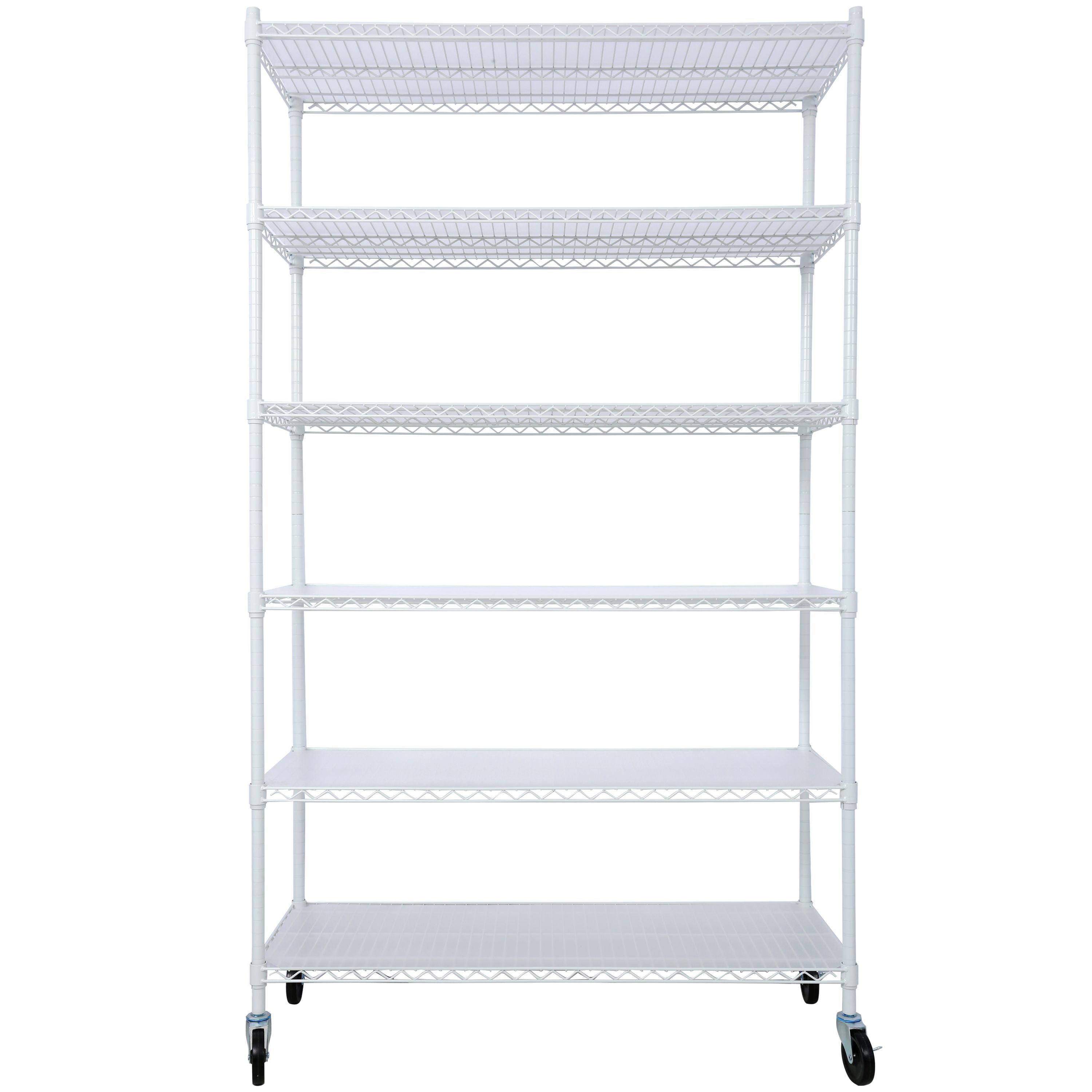 6-Tier Wire Shelving,Steel Storage Rack,Height Adjustable Metal Shelving for 1000 LBS Capacity,White