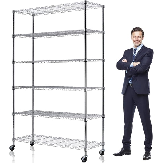 6 Tier Wire Shelving Storage Shelf Shelves Unit, Capacity 2100lbs ...
