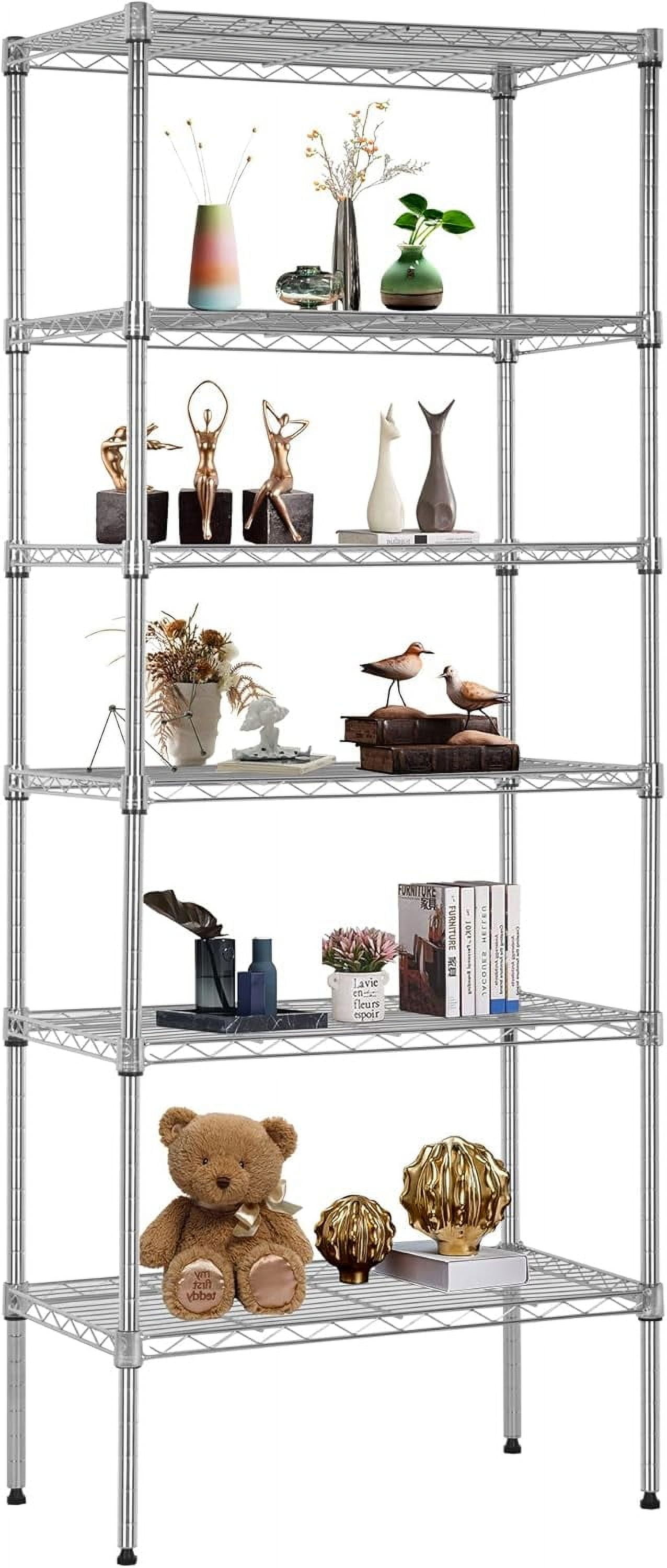 6 Tier Metal Storage Rack Shelving Wire Shelf Kitchen Office Unit Stand