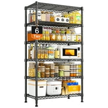 6-Tier Wire Shelving Unit for Storage Adjustable Metal Shelving Unit for Kitchen Storage Rack for Pantry,Closet, Laundry Room,21.5''L x 13.6''W x 70.5''H