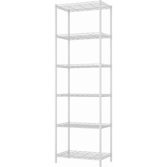 6-Tier Wire Shelving Unit with 6 Shelves Metal Storage Rack for Pantry Closet Kitchen or Laundry White 21"W x 11"D x 67"H