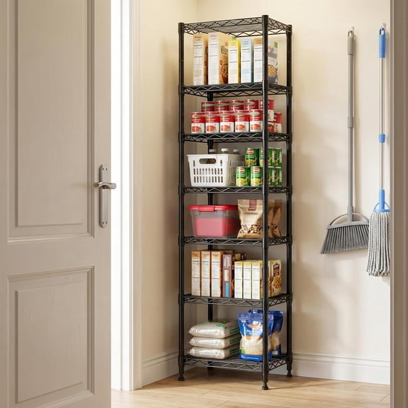 6 Tier Wire Shelving Units Metal Shelves Storage Rack: Adjustable Storage Shelves Standing Shelf Units and Narrow Shelf for Laundry Bathroom Kitchen Pantry 15.75" W*11.81" D*62.99" H