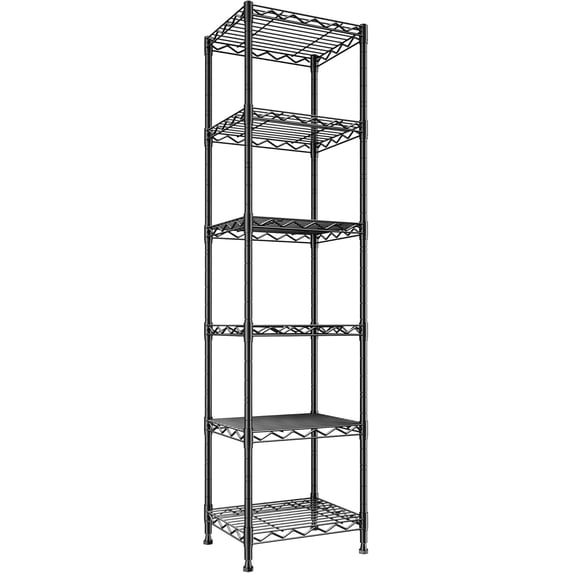6 Tier Wire Shelving Units Metal Shelves Storage Rack: Adjustable Storage Shelves Standing Shelf Units and Narrow Shelf for Laundry Bathroom Kitchen Pantry 15.75" W*11.81" D*62.99" H