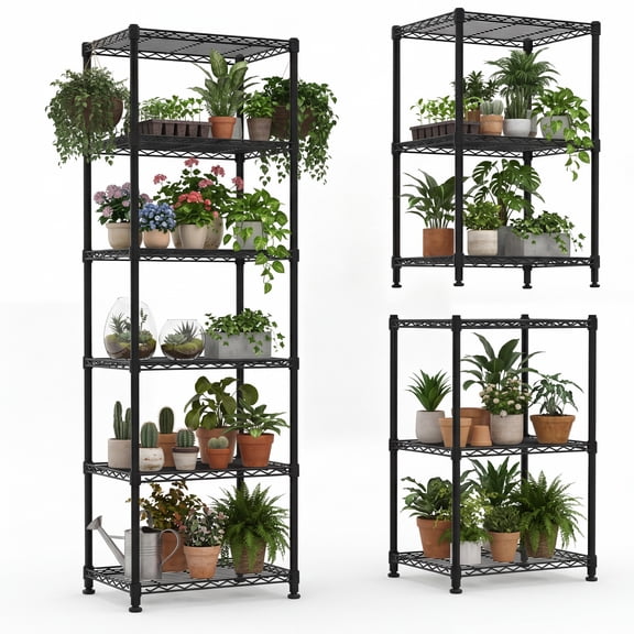 6-Tier Wire Storage Shelves 1200 lbs Capacity, Detachable Carbon Steel Adjustable Shelving Unit for Garage Pantry Kitchen