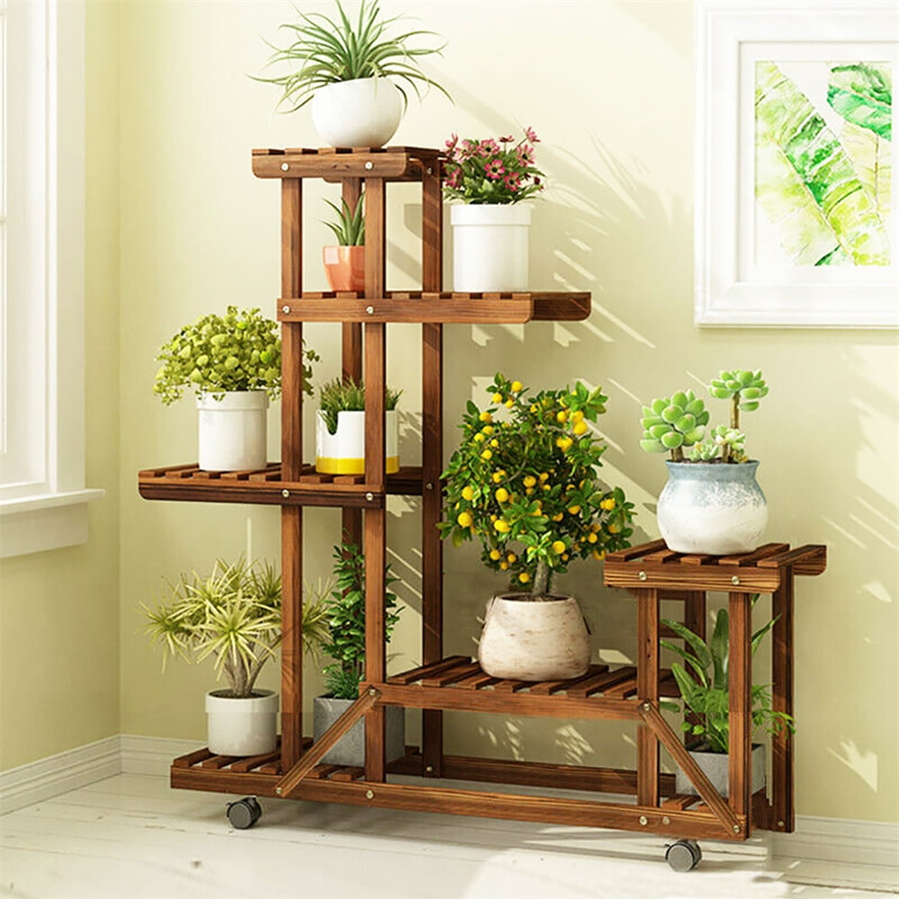Walmart 6 Tier Wood Planter Rack for Indoor/Outdoor Flowers with