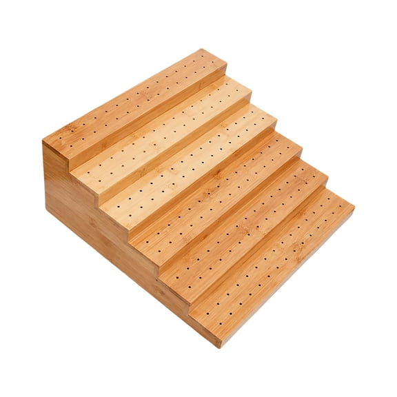 6-Tier Wooden Skewer Holder Stand, Wood, Beige, 36cm, Food Display for Fruits, Veggies, and Meat Skewers, Wedding and Party