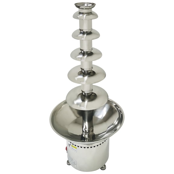 6 Tiers Chocolate Waterfall Fountain Commercial Chocolate Heated Melting Waterfall Machine Hot Cheese Fondue Tower 110V with Digital Display Stainless Steel