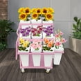 thumbnail image 1 of 6 Tiers Flower Display Stand Rolling Flower Display Rack Flower Display Stand with 18 Buckets(Pink), 1 of 19