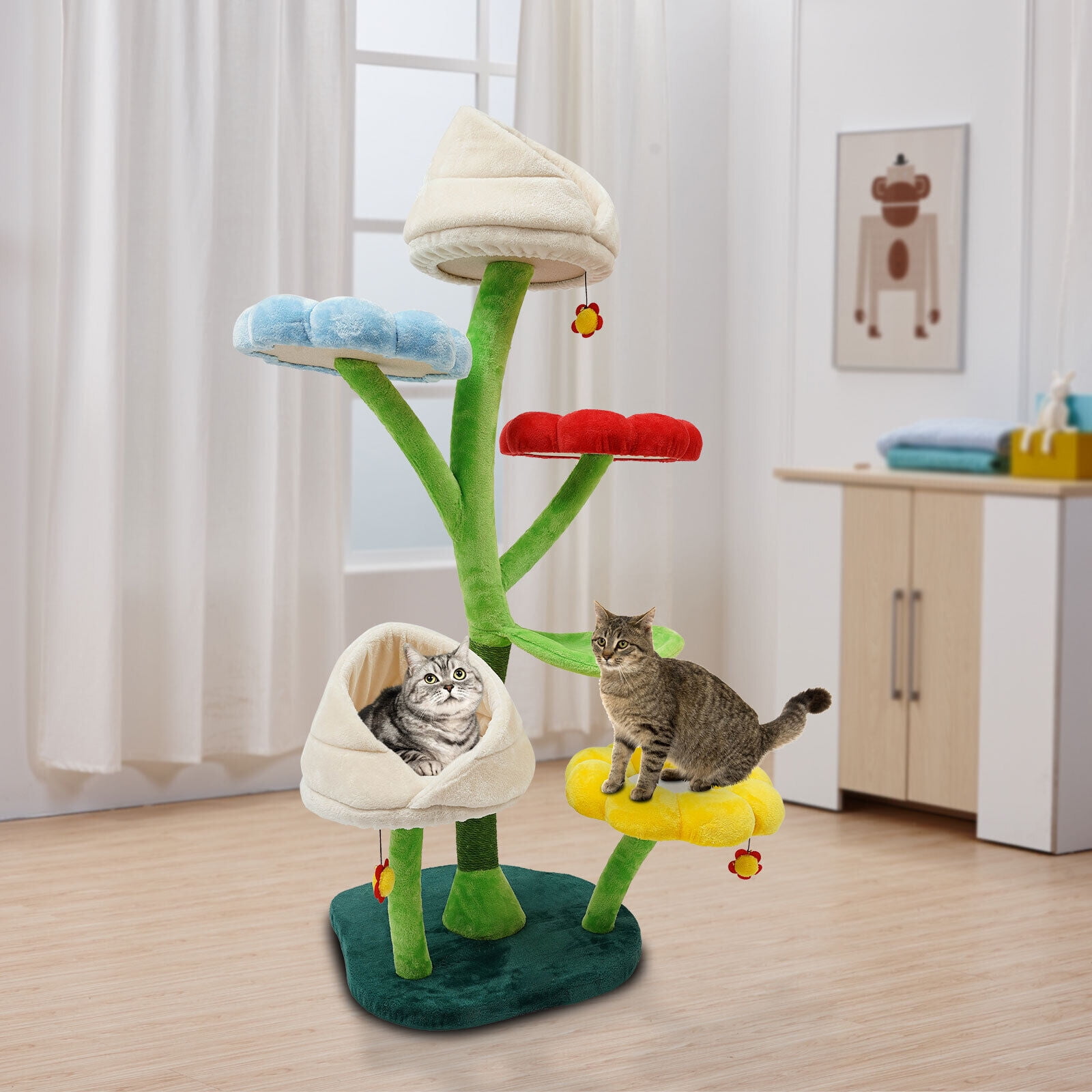 6 Tiers Indoor Cat Tree Tall Cat Tower for Large Cats 22 Lbs Cat Climbing Frame