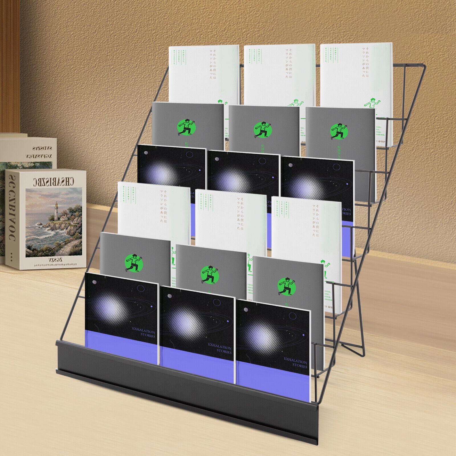 6 Tiers Metal Book Rack & Magazine Holder, Book Display Stand Office ...