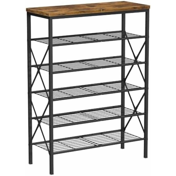 6 Tiers Metal Shoe Rack，Large Capacity Shoe Rack Holds 24 Pairs of Shoes, Durable and Stable, Adjustable Metal Shelf Stackable Shoe Shelf for Entryway, Hallway, Living Room, Closet
