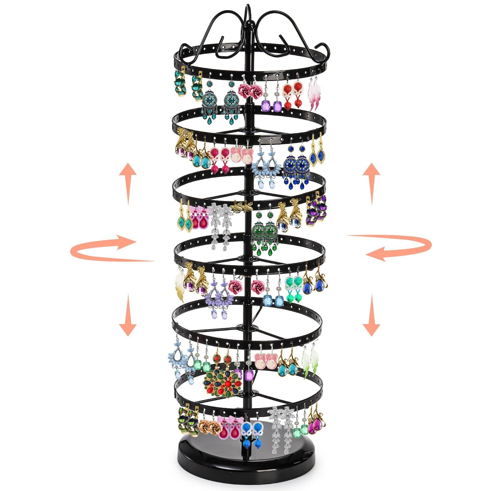 6 Tiers Rotating Earring Holder Organizer 264 Holes Metal Pierced 6 Tiers Rotating Earring Holder Organizer 264 Holes Metal Pierced