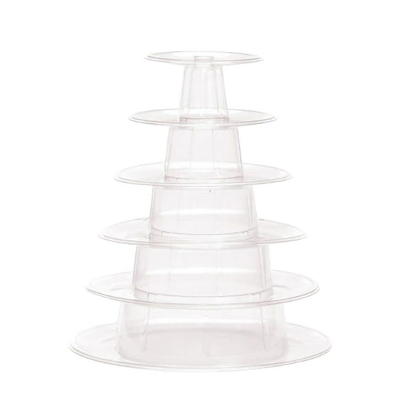 6 Tiers Round Macaron Tower Stand, Round Macaron Tower Cake Display Rack Plastic Cupcake Stand Macarons Desserts Serving Tray for Birthday Wedding Party Decor