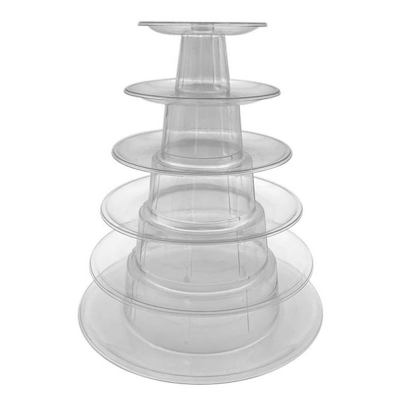 6 Tiers Round Tower Stand Plastic Transparent Cake Stand Display Rack Desserts Cupcake Holder Platter for Baby Shower, Birthday Party, Wedding, Party Decor