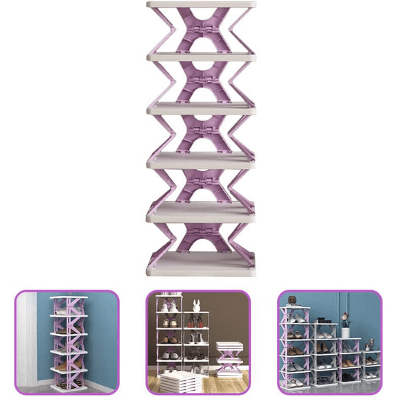 Mobile Foldable Storage Racks 6 Tiers Shoe Rack, Foldable Portable Layers Shoe Rack, Plastic Shoe ...