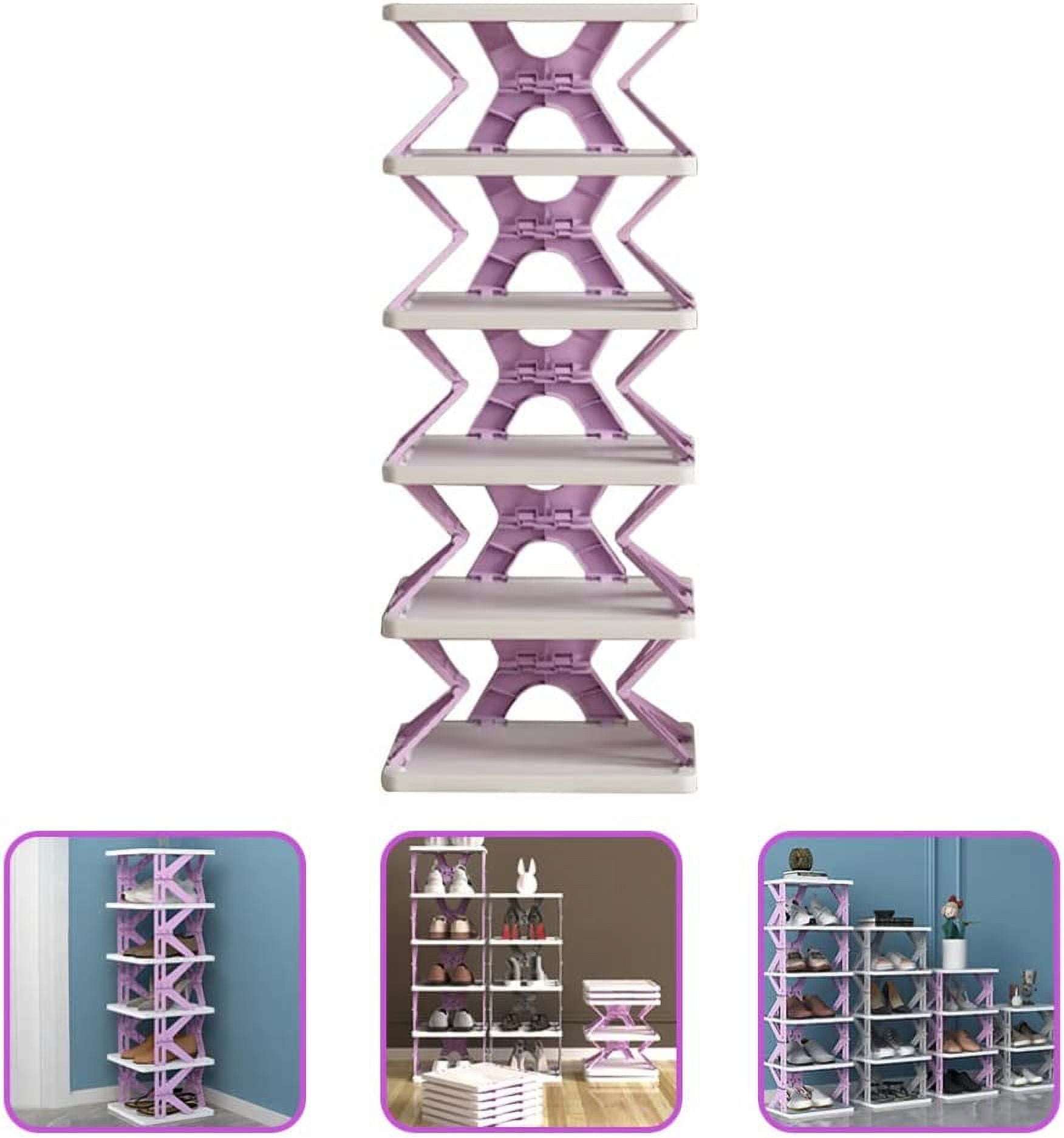 6 Tiers Shoe Rack, Foldable Portable Layers Shoe Rack, Plastic Shoe
