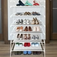 thumbnail image 1 of 6 Tiers Shoes Rack 18 Pairs Stackable Shoe Storage Cabinet Free Standing Shoes Organizer, Metal Frame and Fabric Shelves, 1 of 9