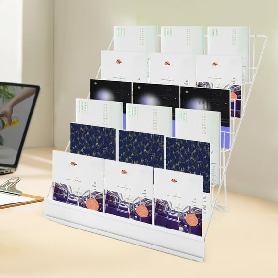 6 Tiers Wire Countertop Rack Comic Book Rack Book Display Stand for Books DVD CD White