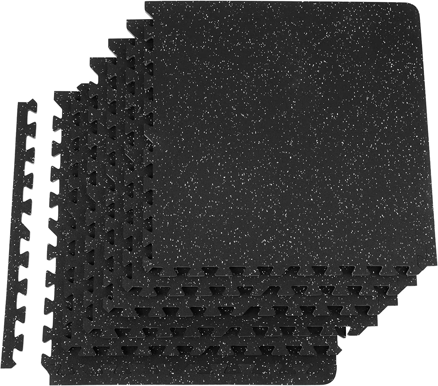 6 Tiles Gym Flooring for Home Gym, Rubber Top with High Density EVA Foam, 25 x 25In Exercise Equipment Mats, Interlocking Puzzle Workout Mats, Black & Gray