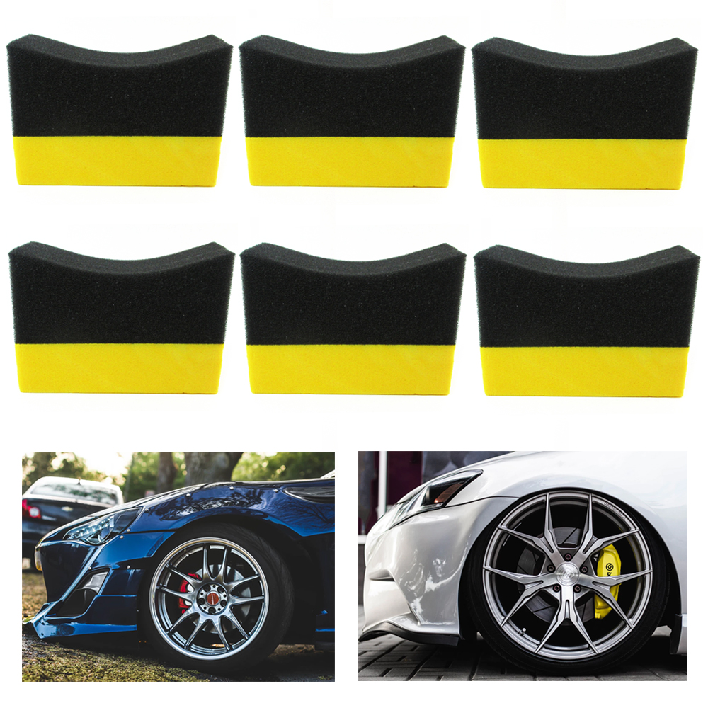6 Tire Dressing Applicator Pads Car Contour Sponge Gloss Shine Protectant Wheel - image 1 of 4