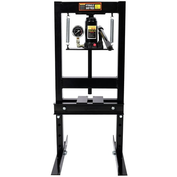 6-Ton Heavy Duty Hydraulic Shop Press with Gauge, Solid Steel Construction for Bending and Straightening Parts