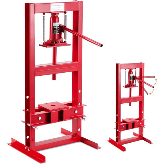 6 Ton Hydraulic H-Frame Shop Press with Overload Protection System and Movable Plate, Heavy Duty Garage Press Tool for Metal Fabrication, Bearing and U-Joint Removal