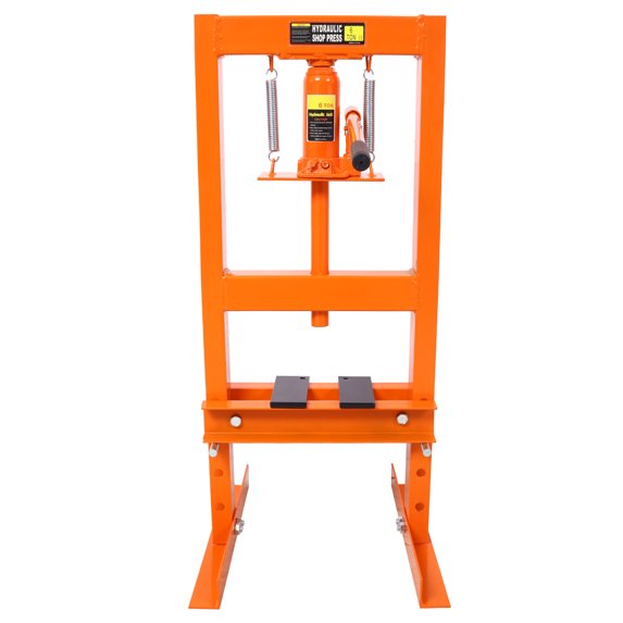 6 Ton Hydraulic Press, Benchtop Hydraulic Shop Press, H-Frame Garage Floor Press with Press Plates, Adjustable Working Table Height, orange