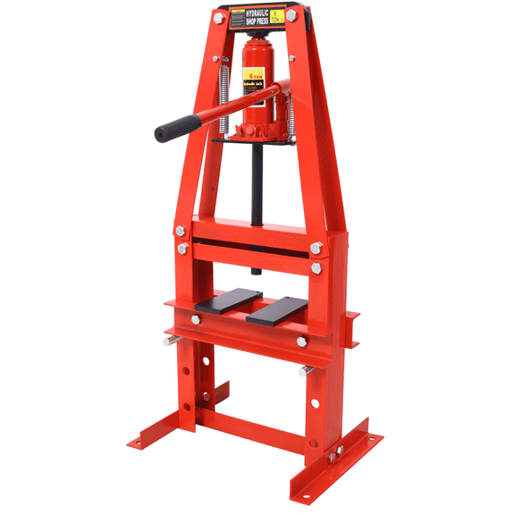 6-Ton Hydraulic Shop Press Benchtop Garage Floor A-Frame Plates Red