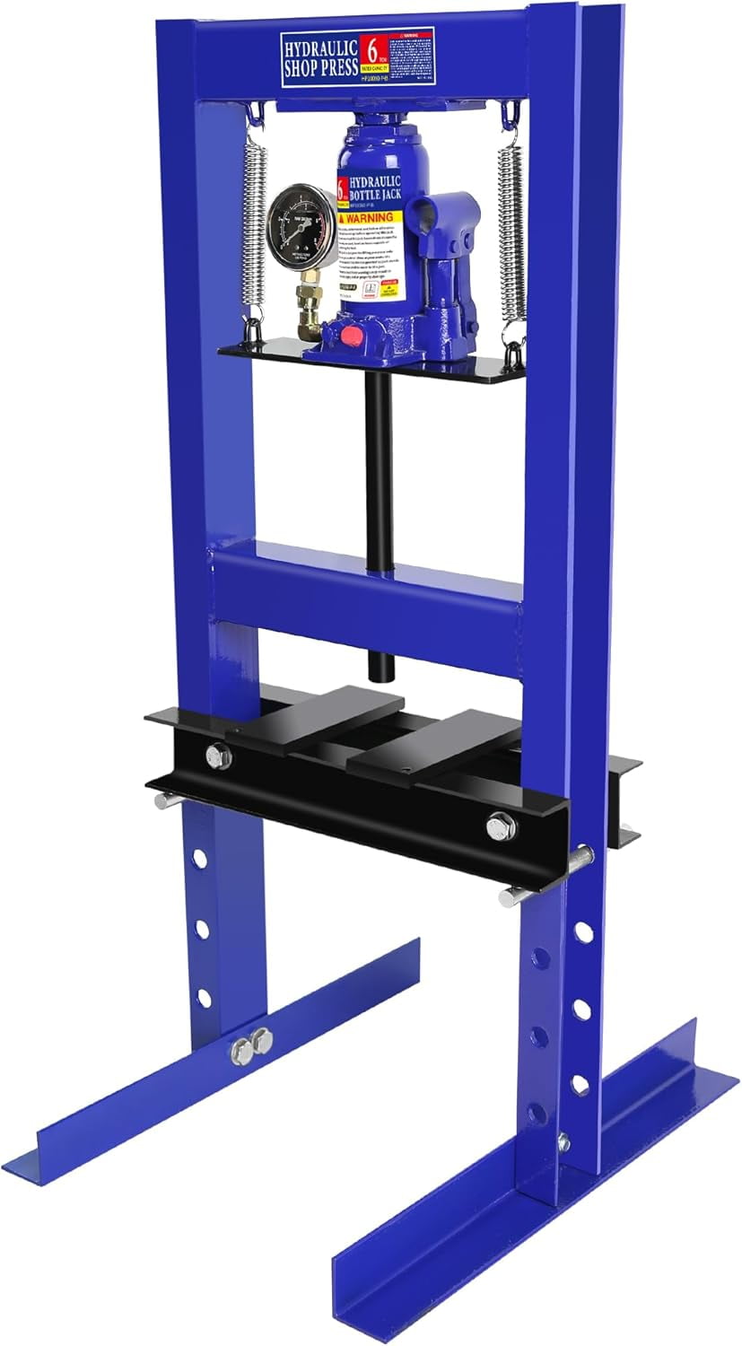 6-Ton Hydraulic Shop Press, H-Frame Floor Press with Pressure Gauge ...