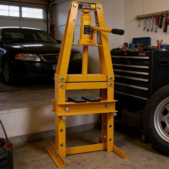 6-Ton Hydraulic Shop Press – Heavy-Duty Benchtop A-Frame Press with Adjustable Height, Press Plates & Safety Valve, Small Hydraulic Press for Garage, Auto Repair & Metal Fabrication (Yellow)