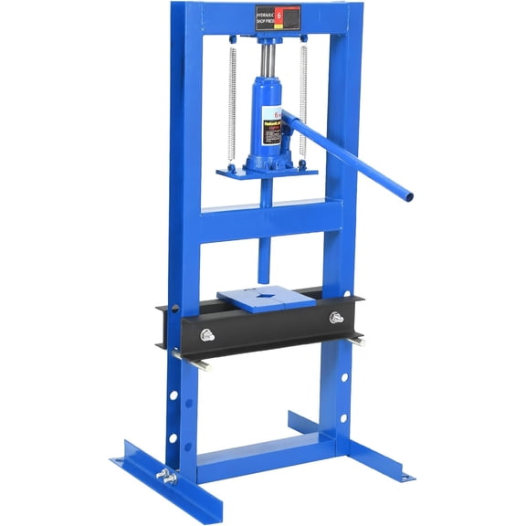 6-Ton Hydraulic Shop Press Heavy Duty H-Frame Floor Press with Adjustable Bed and Stamping Plates Overload Protection for Straightening Bending Bearings Garage and Auto Repair