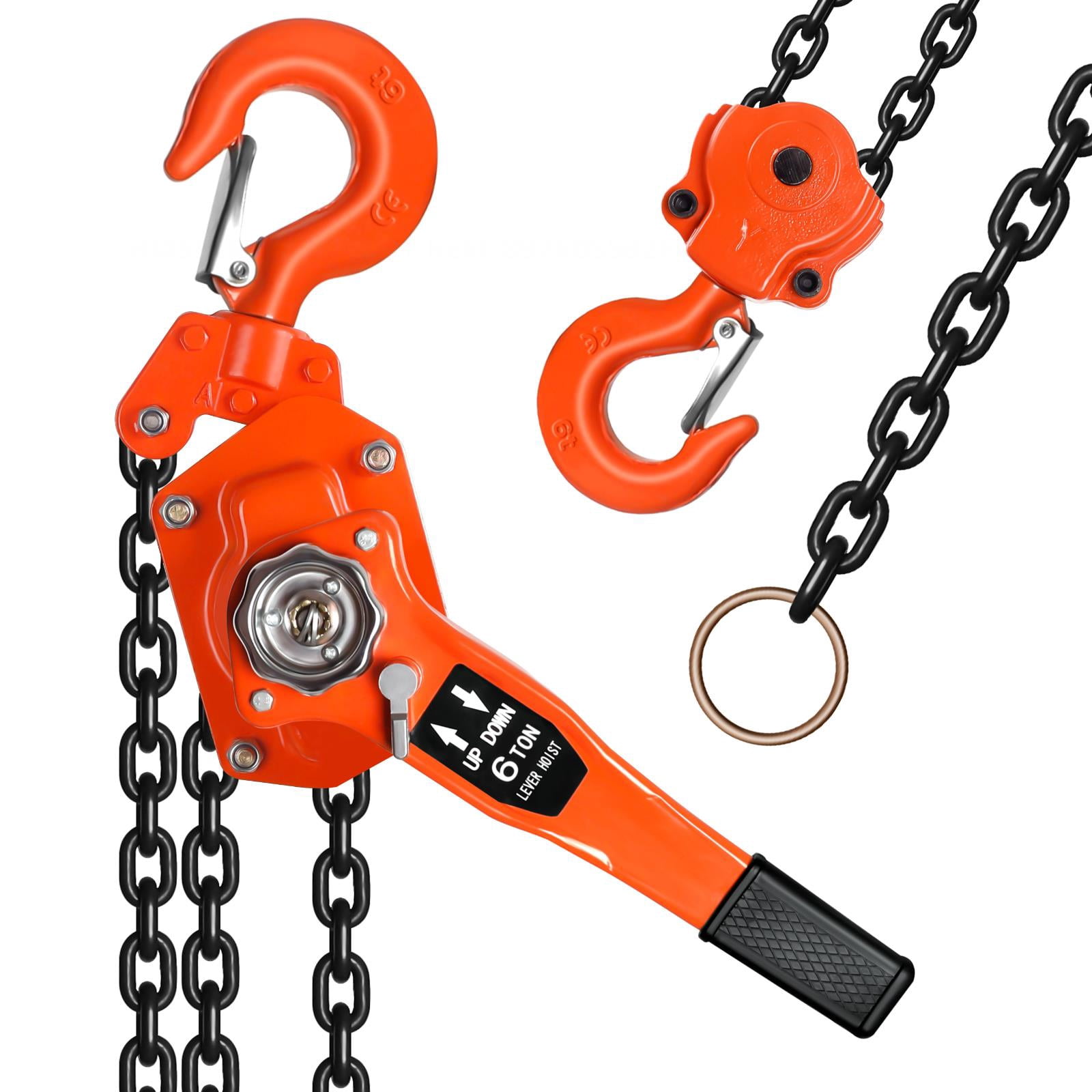 6 Ton Lever Chain Hoist 10FT Lift, G80 Galvanized Carbon Steel Chain ...