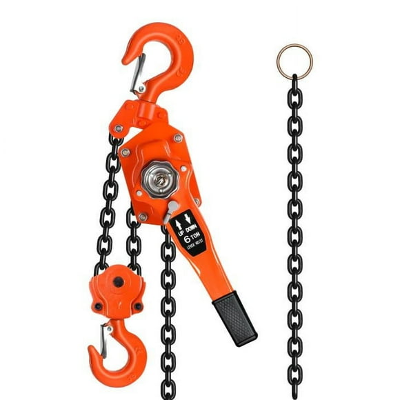 6 Ton Lever Chain Puller with 2 Hooks, G80 Steel 20FT Chain, Double-Pawl Brake System, 360 Rotation Hook, for Warehouse, Industrial Site