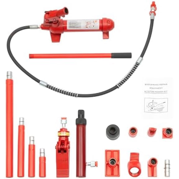 6 Ton Porta Power Kit, Portable Hydraulic Jack with 3.9 ft/1.2 m Oil Hose, Auto Body Frame Repair Kit with Storage Case for Car Repair, Truck, Farm (13227 LBS)$$Tools & Hardware Other
